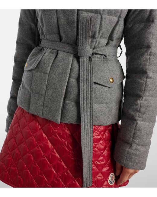Moncler Gray Belted Quilted Down Jacket