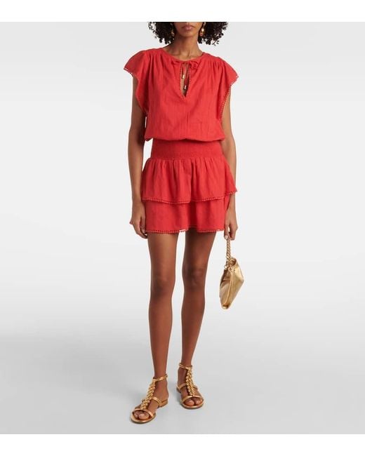 Melissa Odabash Keri Tiered Cotton Minidress