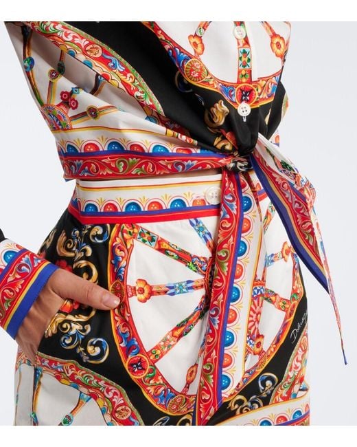 Dolce & Gabbana Multicolor Carretto Cropped Cotton Shirt