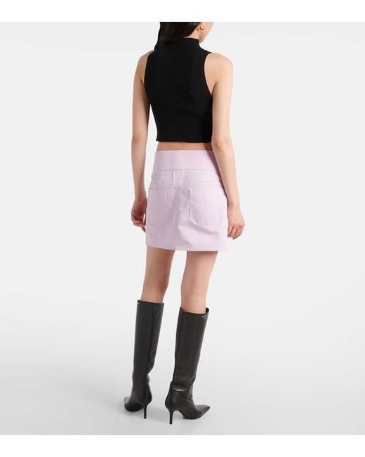 Courreges Blue Ribbed Cotton And Wool Tank Top