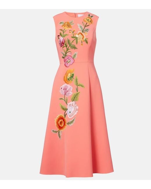 Carolina Herrera Pink Embroidered Floral Cocktail Dress