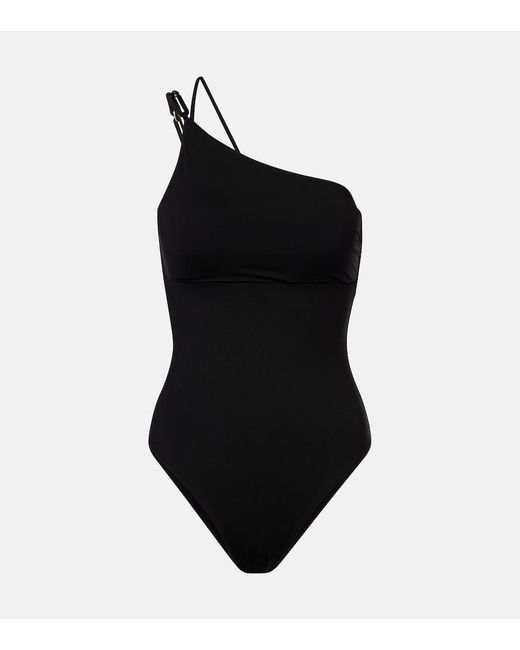Max Mara Black Cappa One-Shoulder Swimsuit