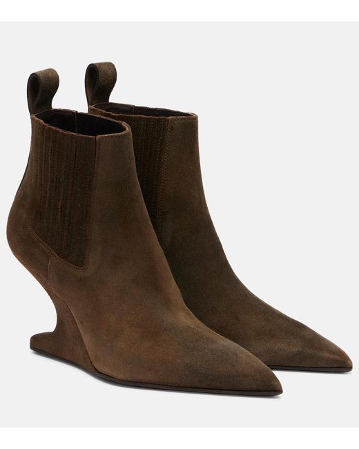 Rick Owens Brown Suede Ankle Boots