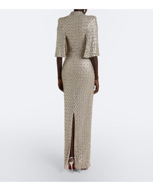 Jenny Packham White Sedona Embellished Mesh Gown