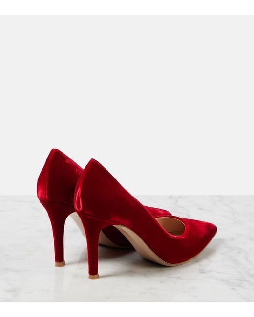Gianvito Rossi Red Gianvito 85 Velvet Pumps