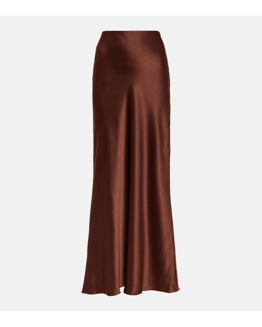 The Sei Bias Silk Satin Maxi Skirt in Brown