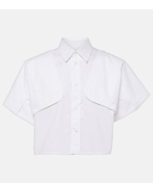 MM6 by Maison Margiela White Cotton Cropped Shirt