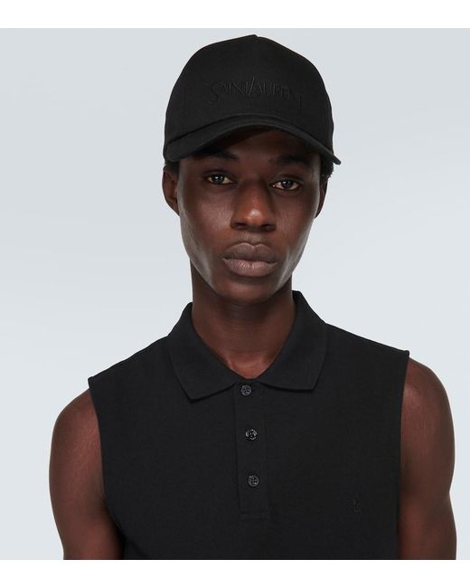 Gorra de gabardina con logo Saint Laurent de hombre de color Black