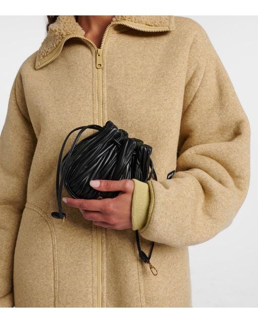 Miu Miu Black Matelasse Leather Bucket Bag