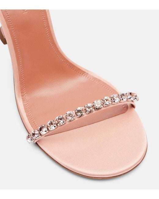 AMINA MUADDI Pink Gigi 95 Crystal-Embellished Satin Sandals