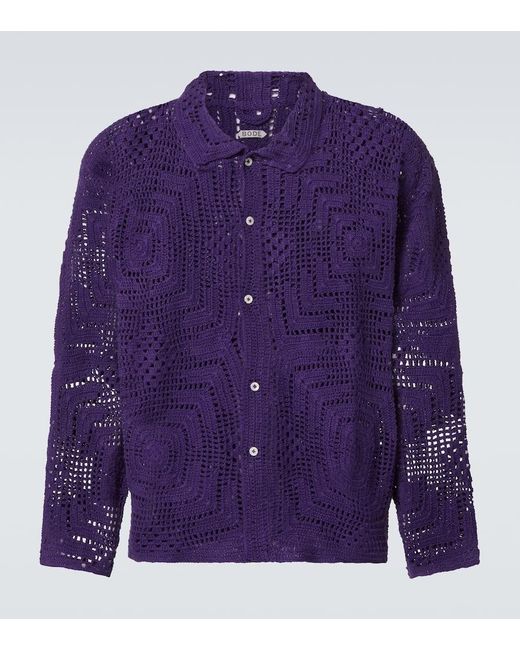 Bode Purple Crochet Cotton Shirt for men
