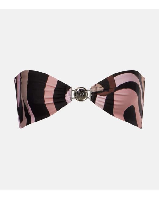 Emilio Pucci Brown Marmo Print Bikini Top
