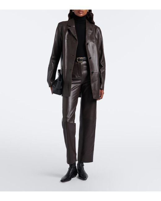 Loulou de Saison Black Cobe Leather Straight Pants