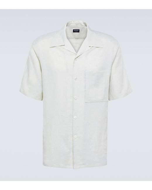 Zegna White Oasi Lino Shirt for men