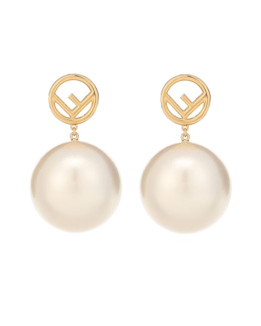 Fendi White Faux Pearl Earrings