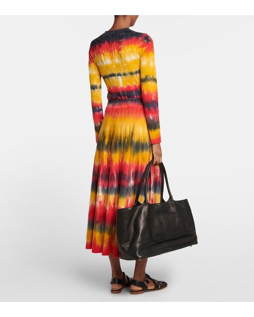 Gabriela Hearst Red Ella Tie-Dye Cashmere And Silk Maxi Skirt