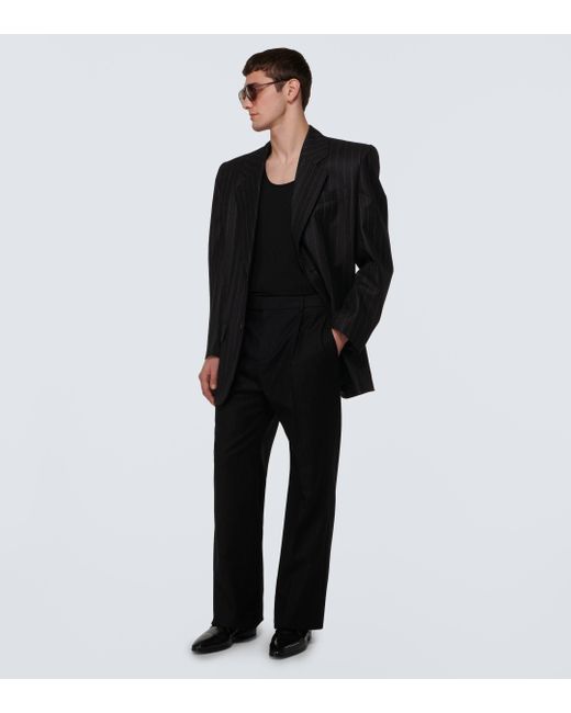 Blazer oversize raye en laine Saint Laurent pour homme en coloris Black
