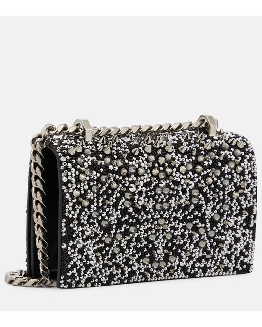 McQueen Black Jewelled Satchel Mini Embellished Crossbody Bag
