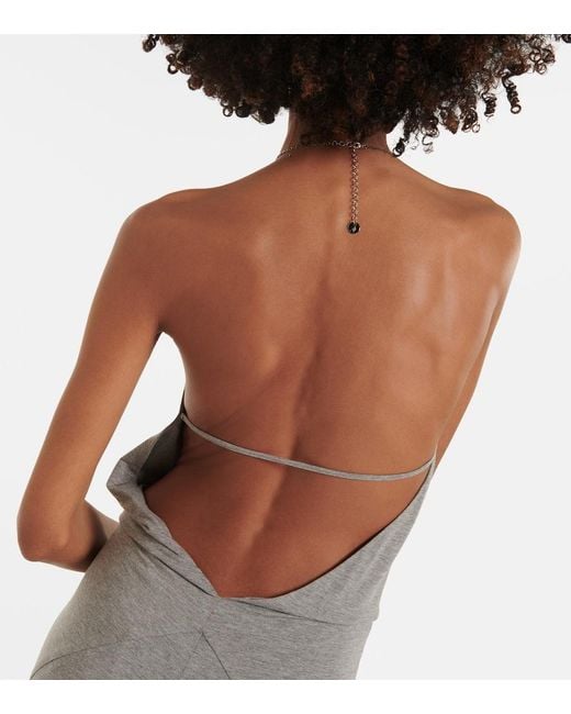 The Attico Gray Halterneck Maxi Dress