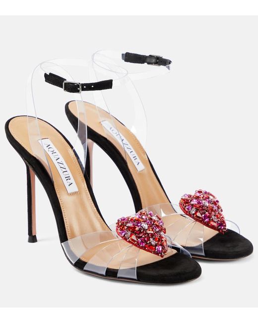 Aquazzura Red Love Me 105 Embellished Pvc Sandals