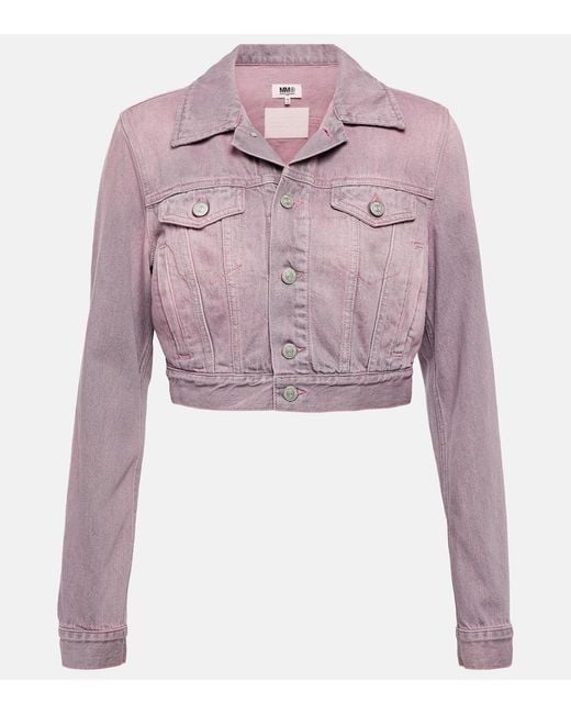 MM6 by Maison Margiela Pink Cropped Denim Jacket