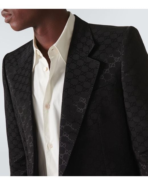 Gucci Black Gg Cotton Viscose Formal Jacket for men