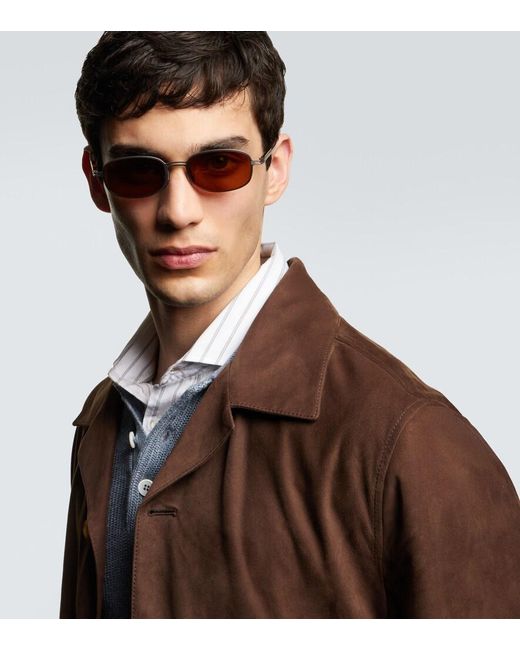 Brunello Cucinelli Brown Oval Sunglasses for men