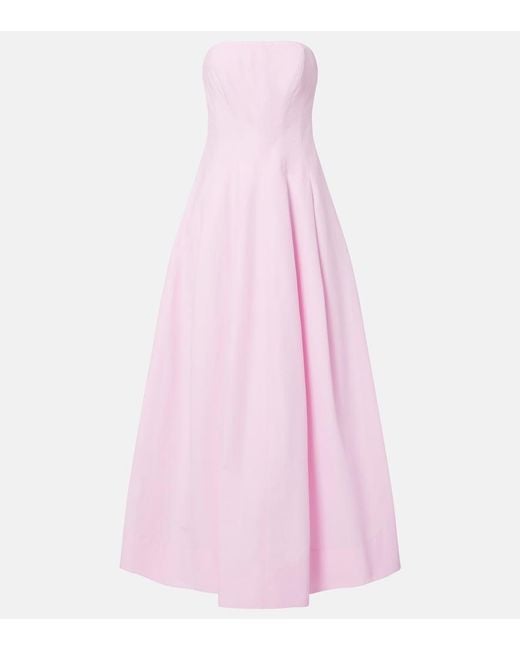 Jonathan Simkhai Pink Avril Cotton-Blend Bustier Gown