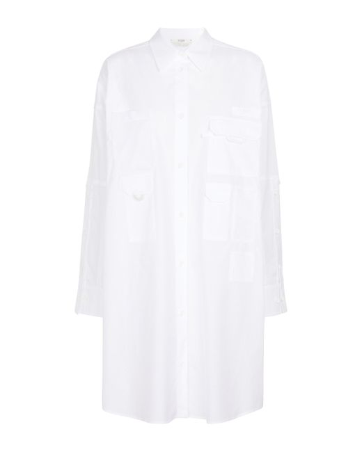 Fendi White Hemdblusenkleid aus Baumwollpopeline