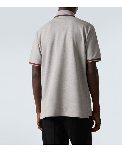 Gucci White Web Stripe Cotton-Blend Polo Shirt for men