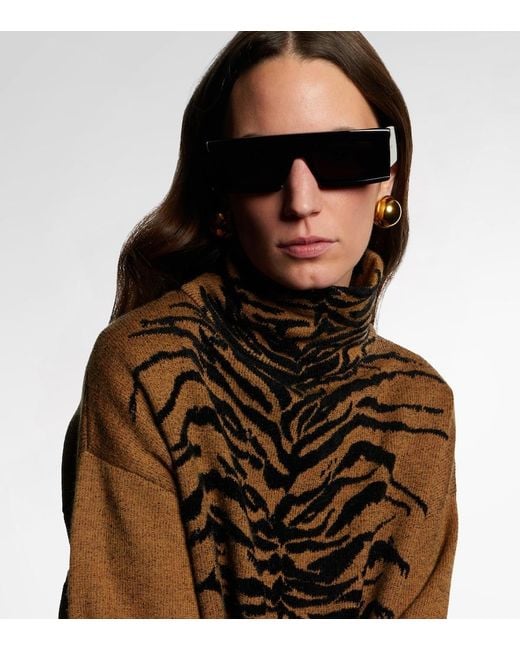 Alaïa Black Logo Flat-Top Sunglasses