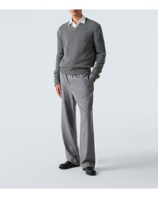 The Row Gray Xon Virgin Wool Straight Pants for men