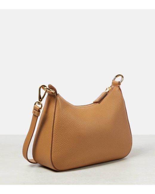 Prada Brown Logo Leather Shoulder Bag