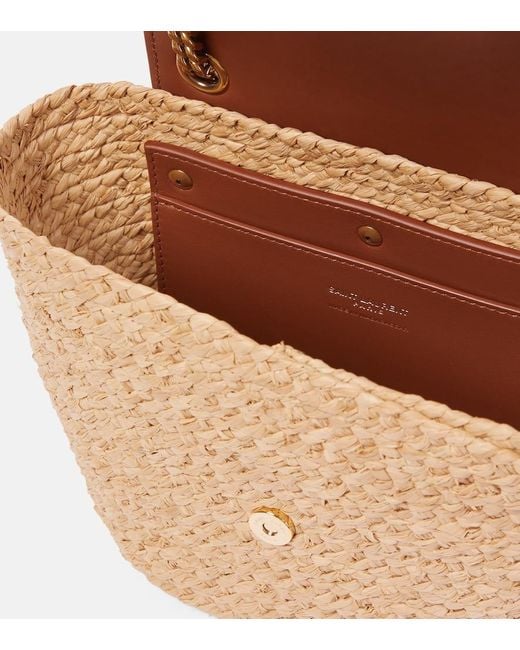 Saint Laurent White Mini Manon Raffia Shoulder Bag