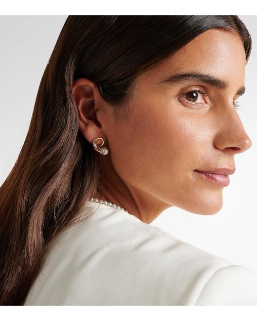 Mateo Metallic 14Kt Earrings With Diamonds And Pearls