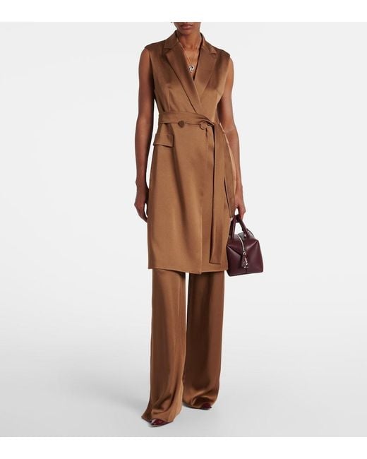 Max Mara Brown Afgano Belted Satin Jacket