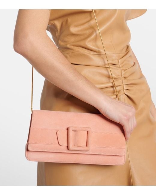 Manolo Blahnik Pink Maygot Suede Clutch