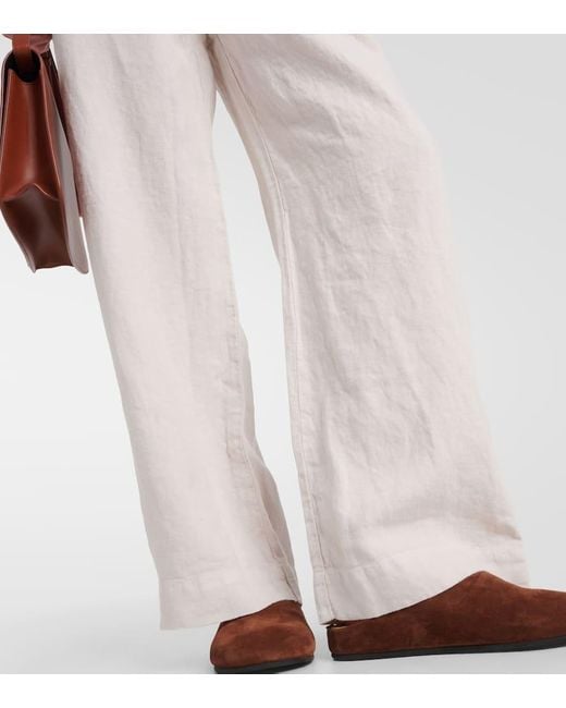 Velvet Natural Gwyneth Linen Wide-leg Pants