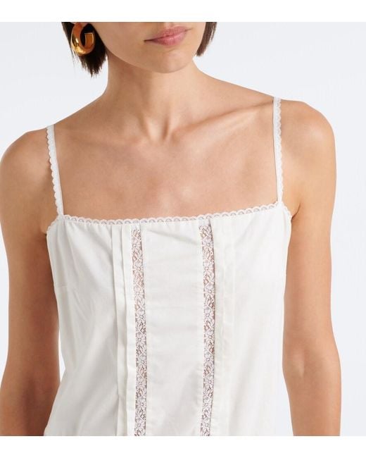 Staud White Corinna Embroidered Cotton Voile Minidress
