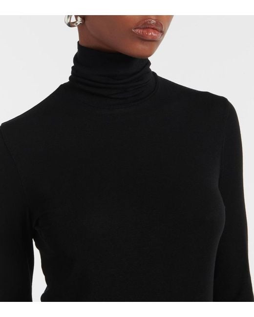 Agolde Black Lyocell Turtleneck Long-Sleeved Top