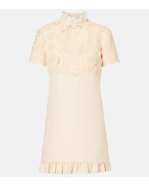Valentino Natural Crepe Couture Embroidered Minidress