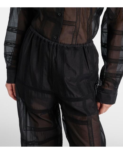 Totême  Black Cotton And Silk Voile Wide-Leg Pants