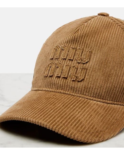 Miu Miu Brown Cotton Velvet Baseball Cap