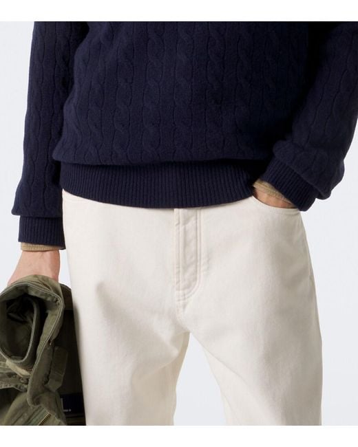 Polo Ralph Lauren Blue Cable-Knit Wool And Cashmere Polo Sweater for men