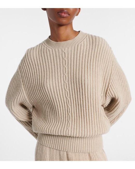 Loro Piana Natural Plane Tree Ribbed-Knit Cashmere Sweater