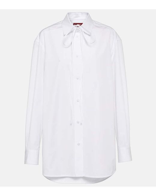 Camisa de popelin de algodon con lazo Gucci de color White