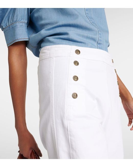 Pantalones Anchos De Tiro Alto FRAME de color White