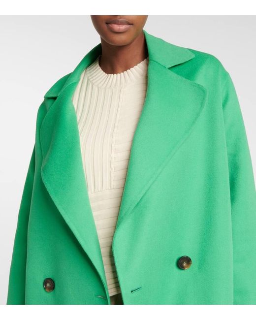 Stella McCartney Green Double-Breasted Wool Coat