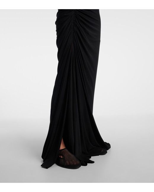 Alaïa Black Gathered Jersey Maxi Skirt