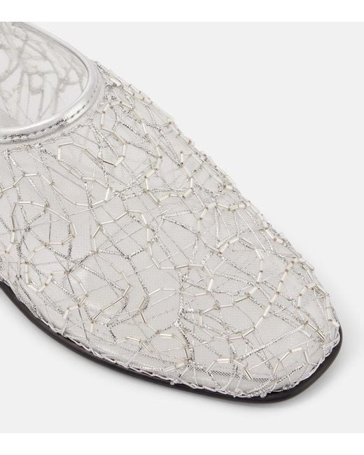 Jonathan Simkhai White Eden Metallic Lace Ballet Flats